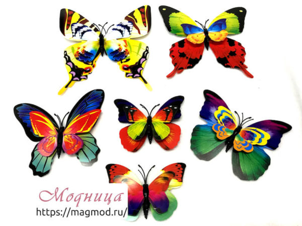 Набор бабочек (6 шт) 3D декоративные элементы