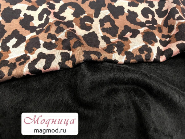 Трикотаж Мех Леопард опт розница ткани модница екатеринбург