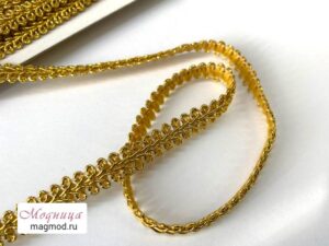 Тесьма плетеная люрекс золото 12мм плетеная фурнитура модница екатеринбург