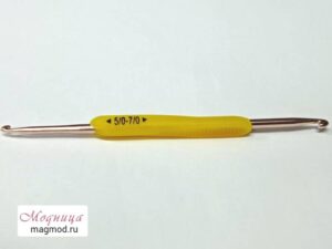 Крючок для вязания двусторонний с силиконовой ручкой d 5/7 мм вязание рукоделие фурнитура модница екатеринбург