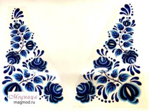 Термотрансфер Гжель цветы термонаклейка украшение на ткань модница екатеринбург россия