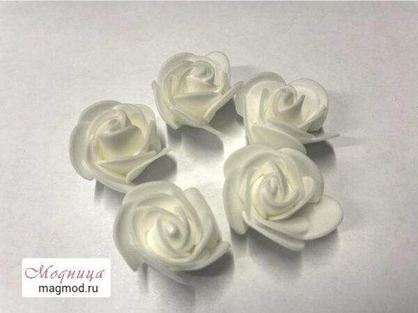 Декор для творчества Белая роза 5шт 3,5см модница екатеринбург