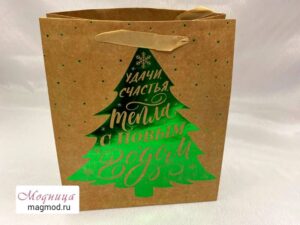 Пакет крафтовый горизонтальный новогодний подарочный екатеринбург модница
