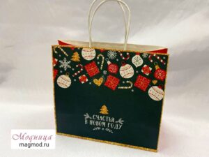 Пакет крафтовый горизонтальный новогодний подарочный екатеринбург модница